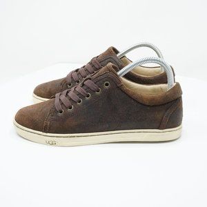 Ugg 1008487 Womens Tomi Sneakers Shoes Brown Nubuck Leather Lace Up 7.5